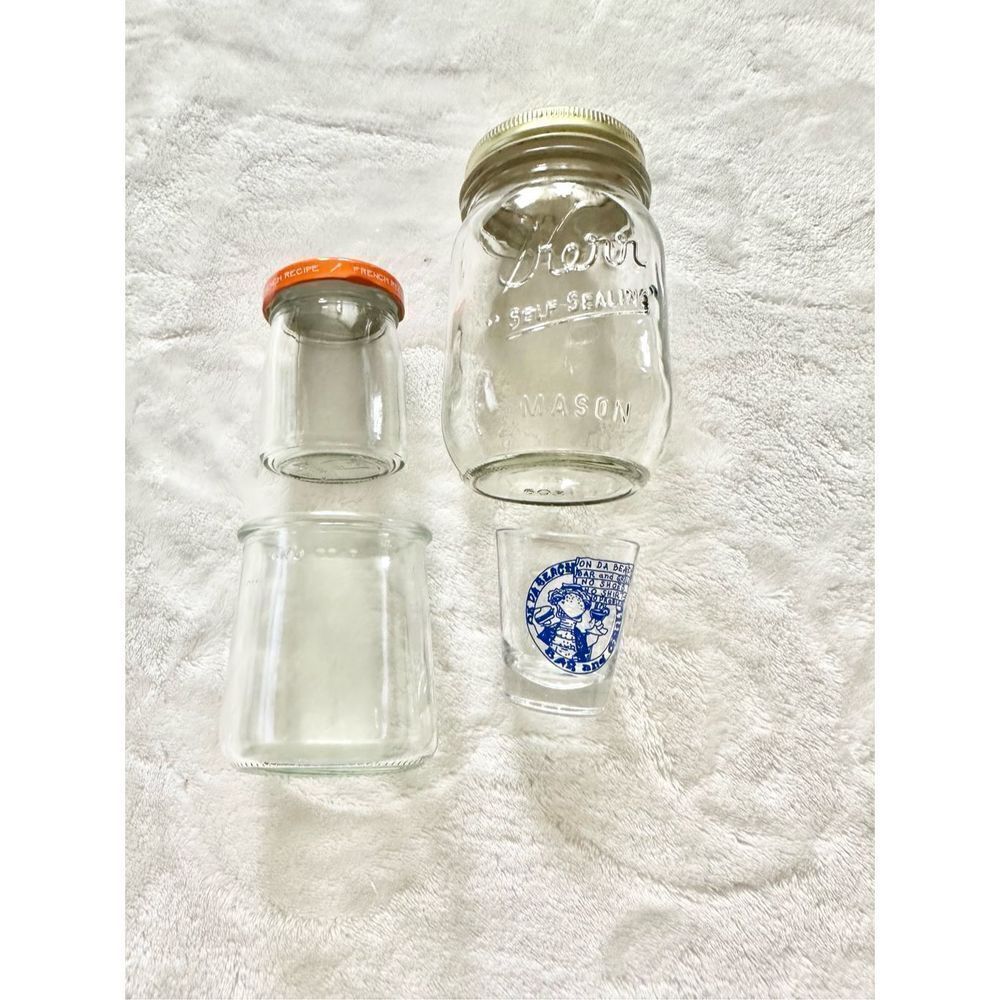 Odds and ends jars and shot glass